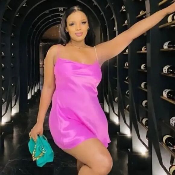 ZARA SATIN RHINESTONE STRAP SLIP DRESS Barbiecore Barbie Core - Picture 2 of 7